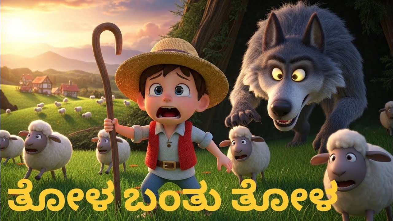 ತೋಳ ಬಂತು ತೋಳ | The Boy Who Cried Wolf – Kids Story in Kannada |