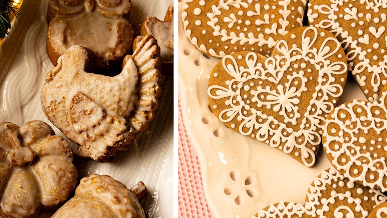 Beautiful gingerbread cookies | 30 minutes of royal icing cookie decorating