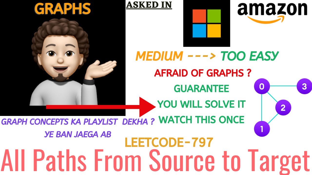 All Paths From Source to Target - (Amazon, Microsoft) : Explanation ➕ Live Coding