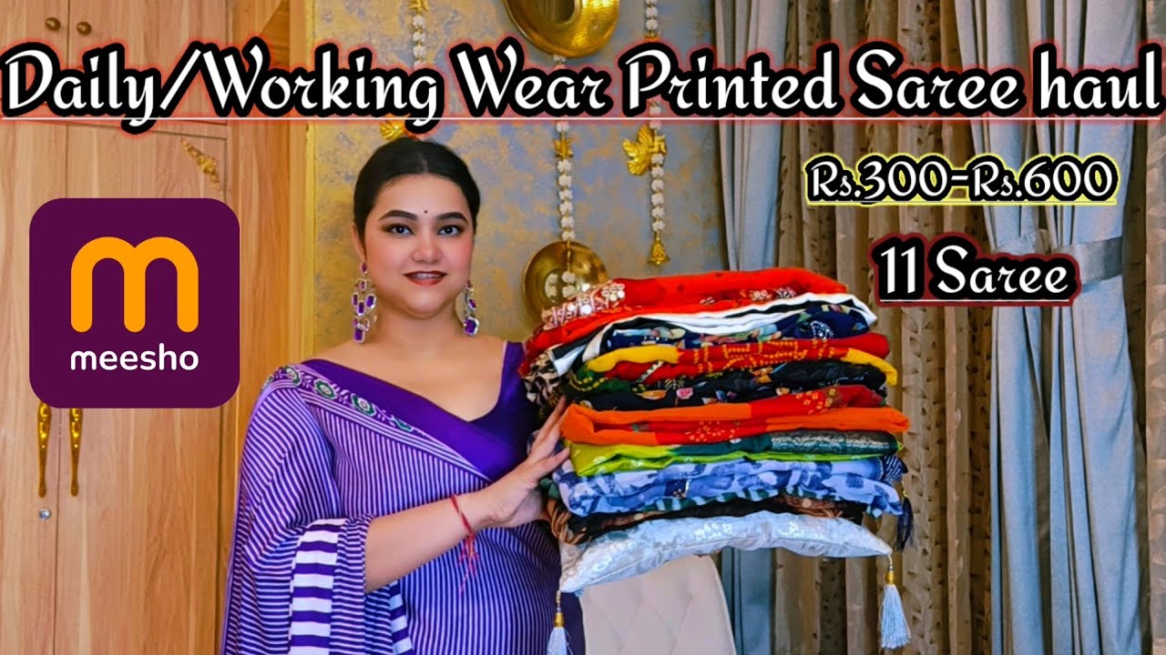 Meesho Working/Daily wear Printed Saree Rs.300-Rs.600 @PoojaRikichoyal 