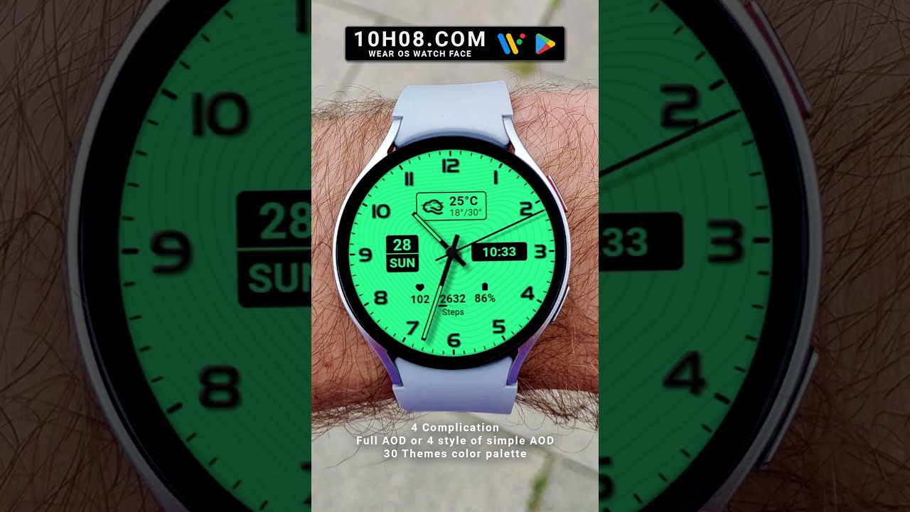 ⌚️ Watch face 10h08.com #77 #watchface #wearos #wearoswatchface #classicwatchface #galaxywatch8