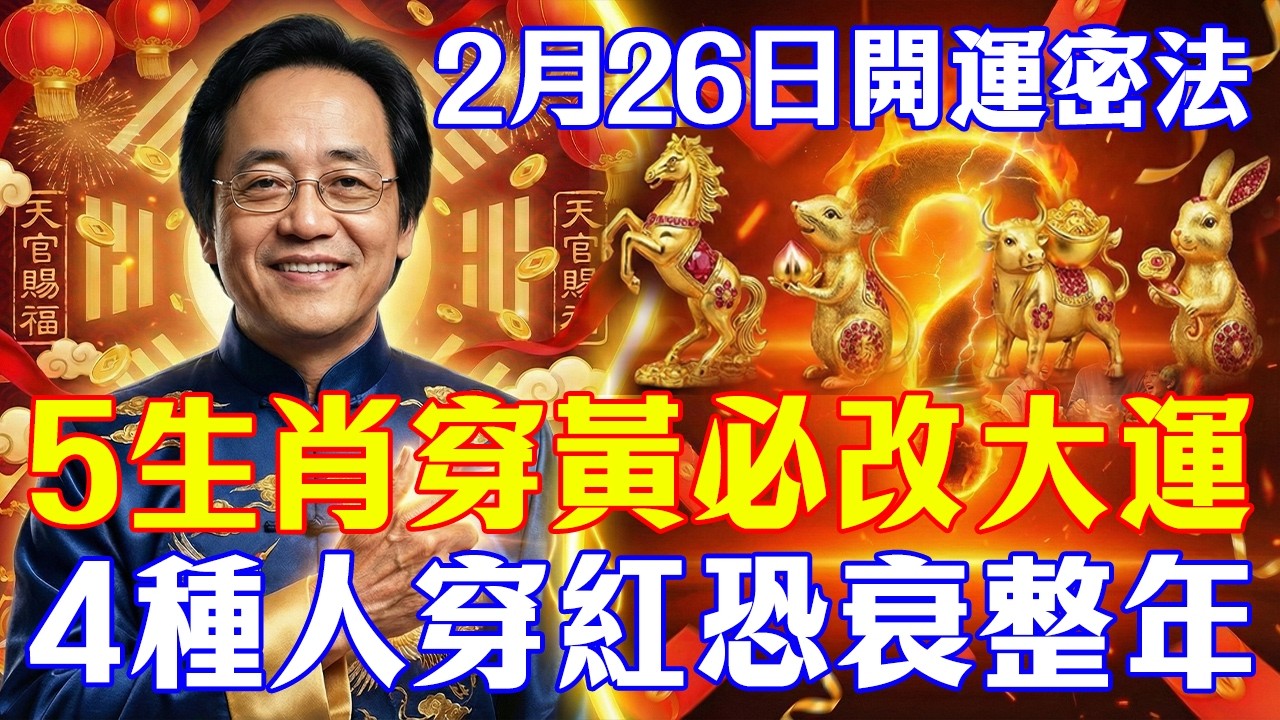 倪海廈：2月26日正月初十這4種人「千萬別穿紅色」！5生肖穿黃色保命轉運，2026馬年想翻身必看，穿錯恐招血光！#倪海廈#黃帝內經#養生#國學#易經#過年#開運#招財#補財庫#中醫#風水#2026運勢