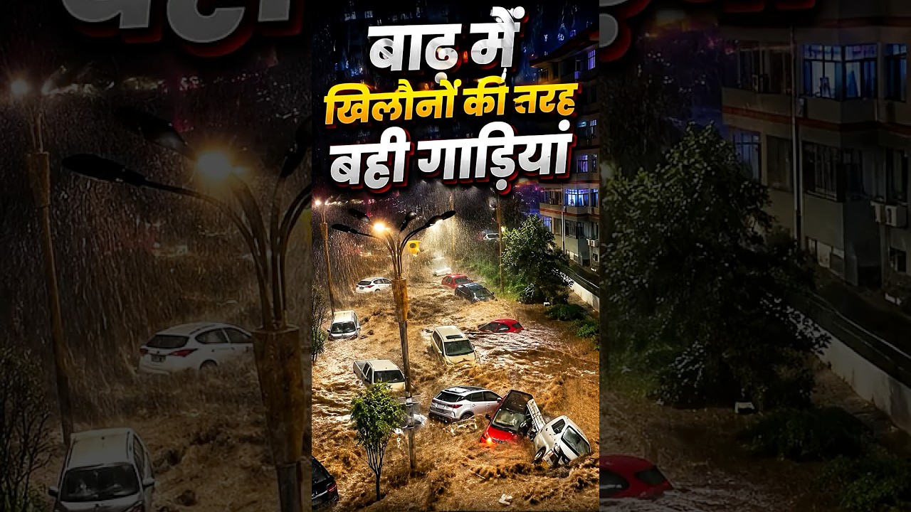 बाढ़ में खिलौनों की तरह बह गईं कारें, चीन का वीडियो वायरल | #china