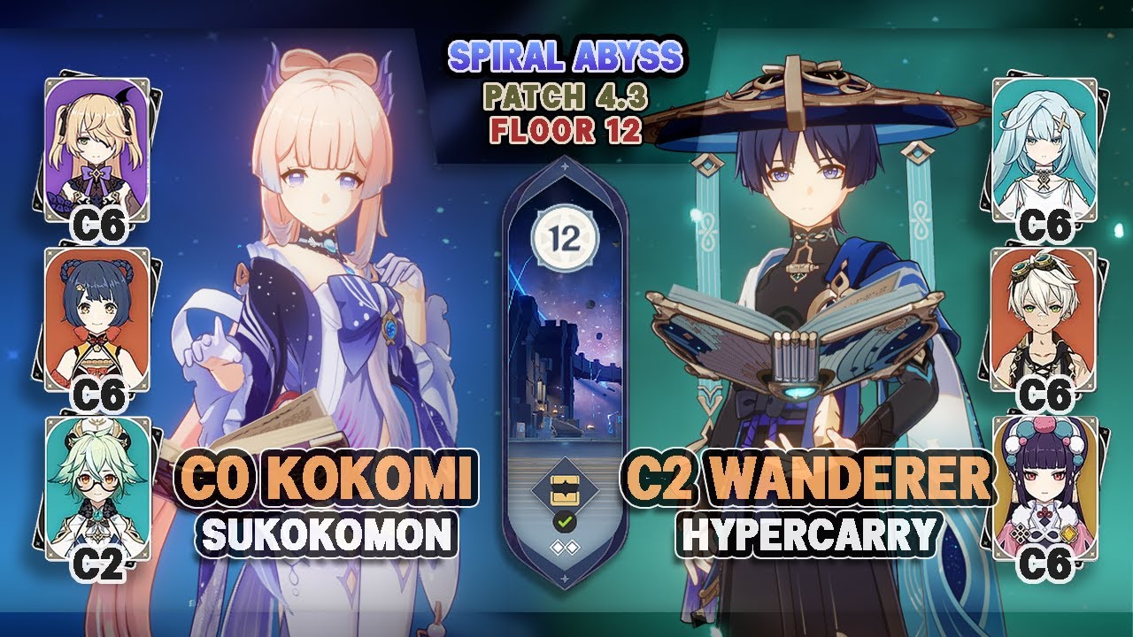 C0 Kokomi Sukokomon & C2 Wanderer Hypercarry | NEW Spiral Abyss 4.3 - Genshin Impact