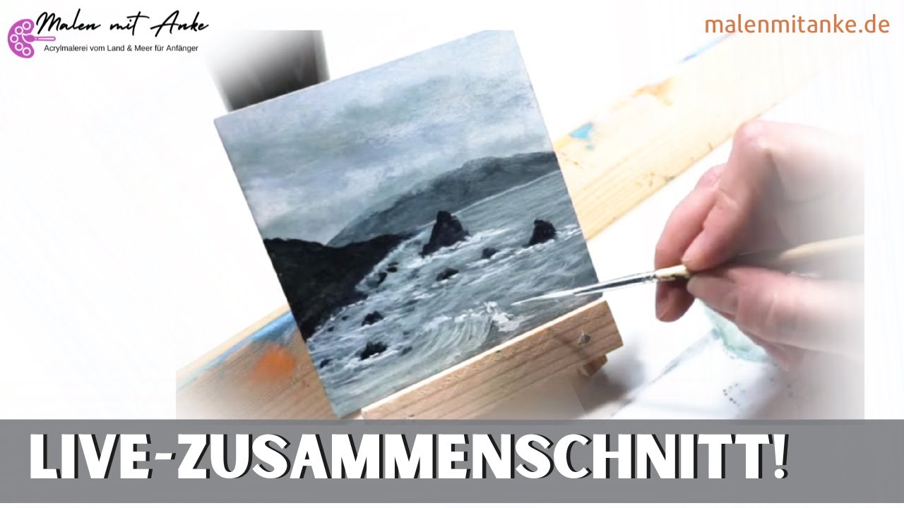 Stürmisches Meer mit Acryl malen | Mitglieder-Livestream Zusammenschnitt