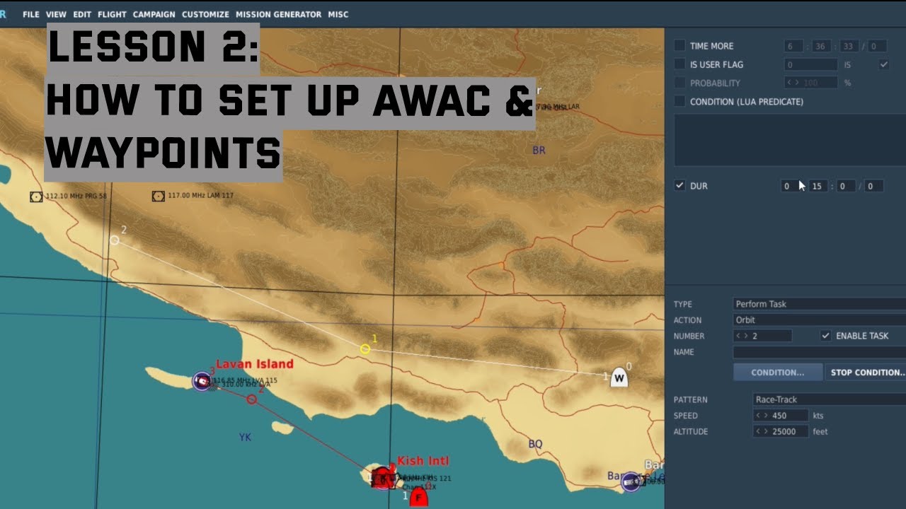 DCS | Mission editor tutorial part 2: Setting up waypoints & AWAC