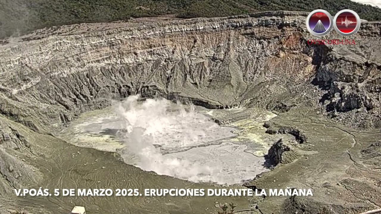 Erupciones en el Volcán Poás. 5 de marzo 2025