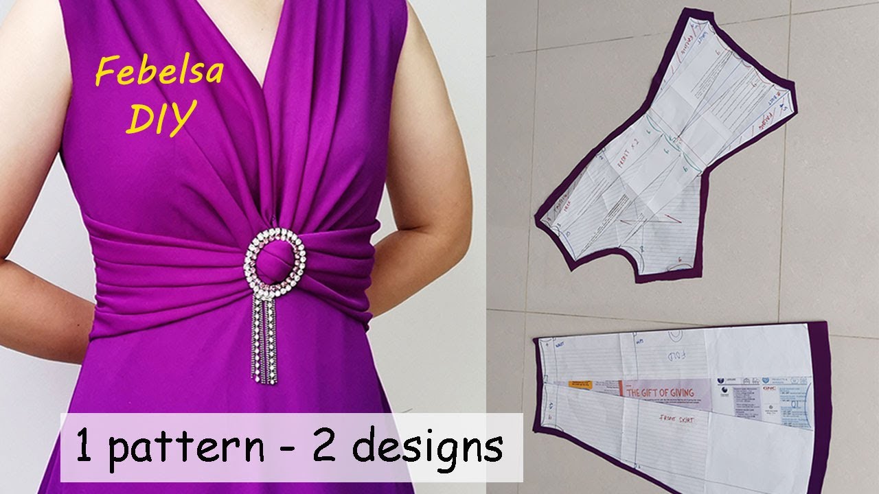 V091 (part 1) How to make high waisted twist dress - 1 pattern 2 designs