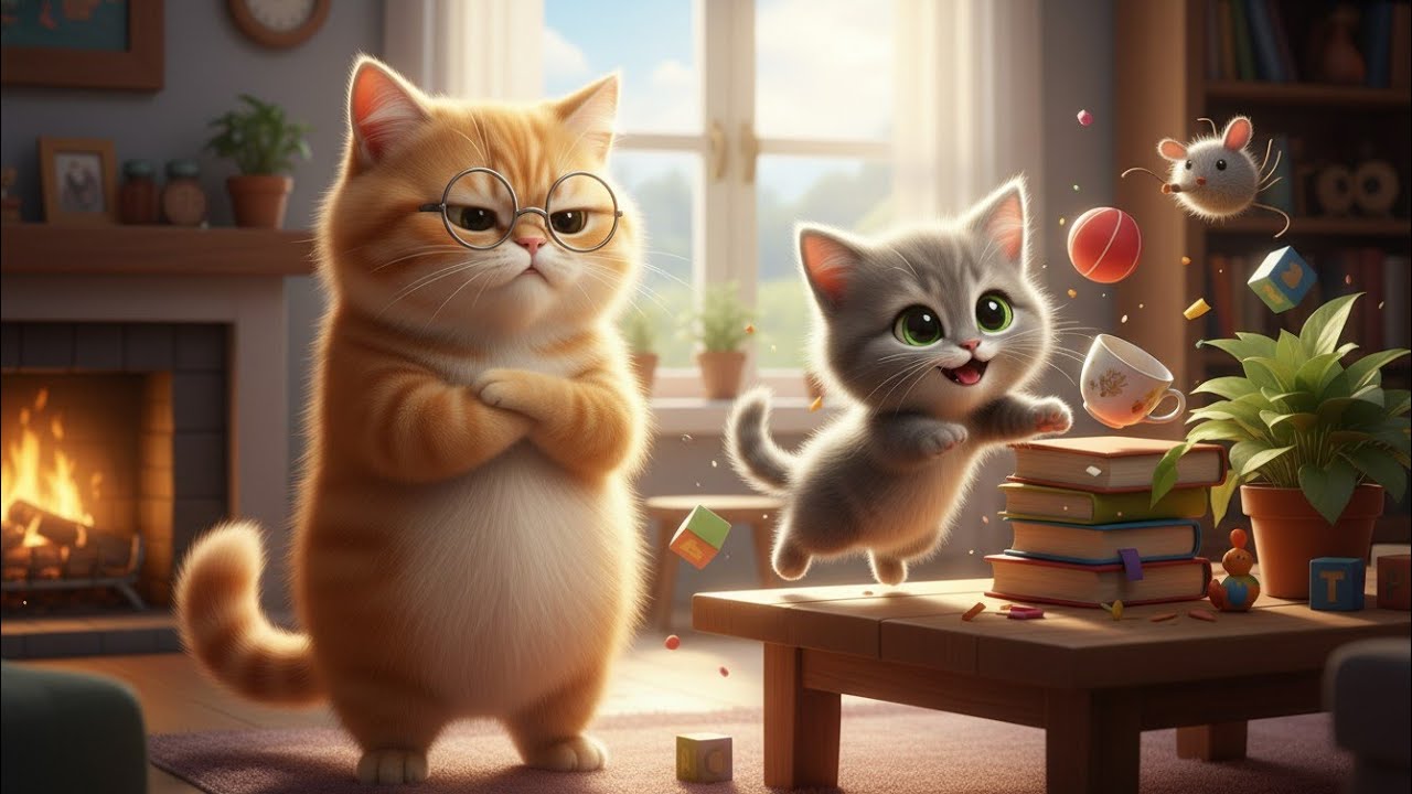 A Disciplined Ginger Cat vs a Very Naughty Kitten 😼🐾 | Fun Moral Story