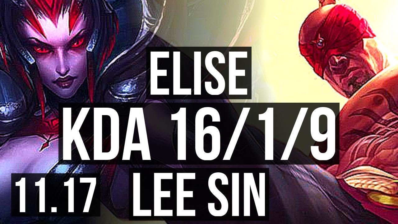 ELISE vs LEE SIN (JUNGLE) | 16/1/9, 66% winrate, Legendary | KR Master | v11.17