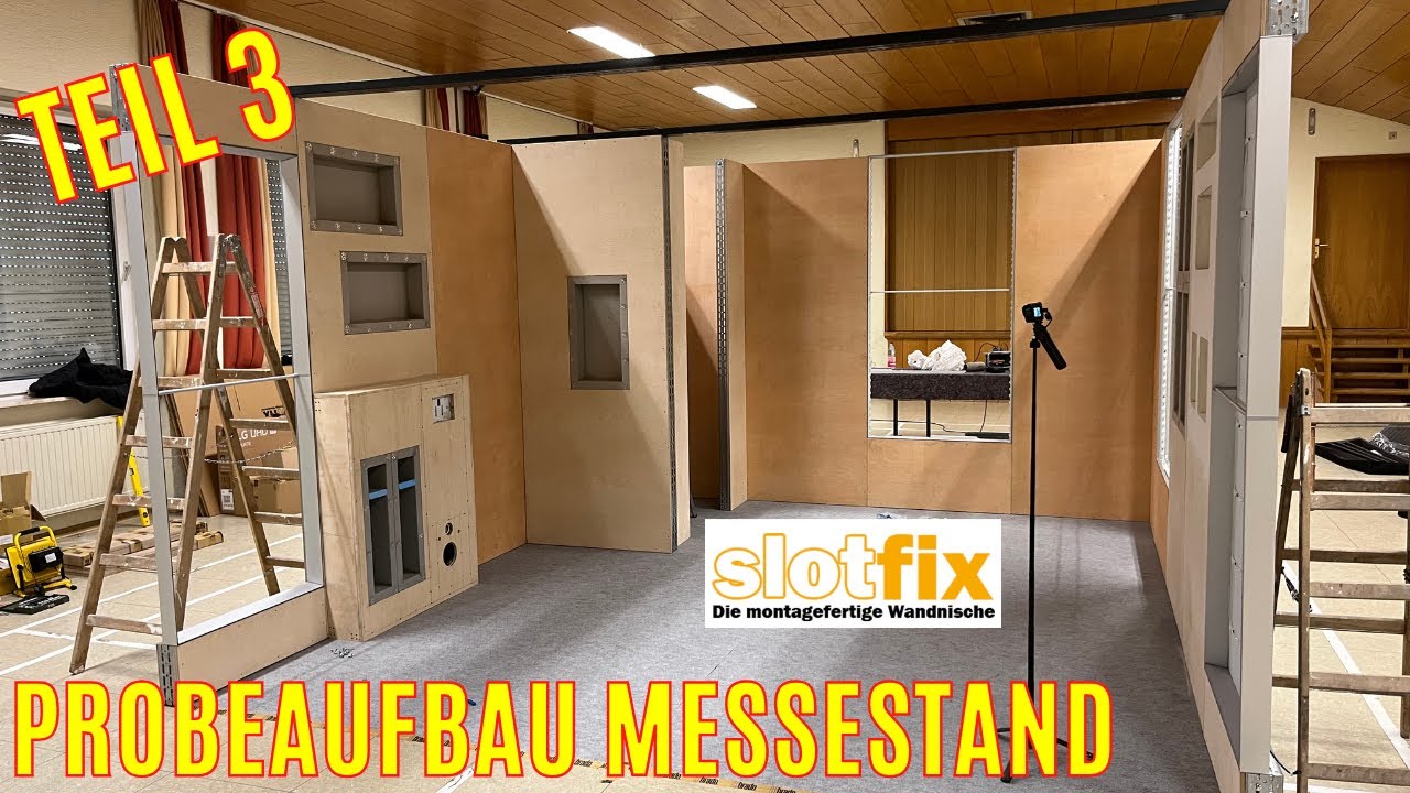 Probeaufbau Messestand Teil 3 slotfix Wandnische für die BAU 2025 aus Trockenbau Materialien DIY