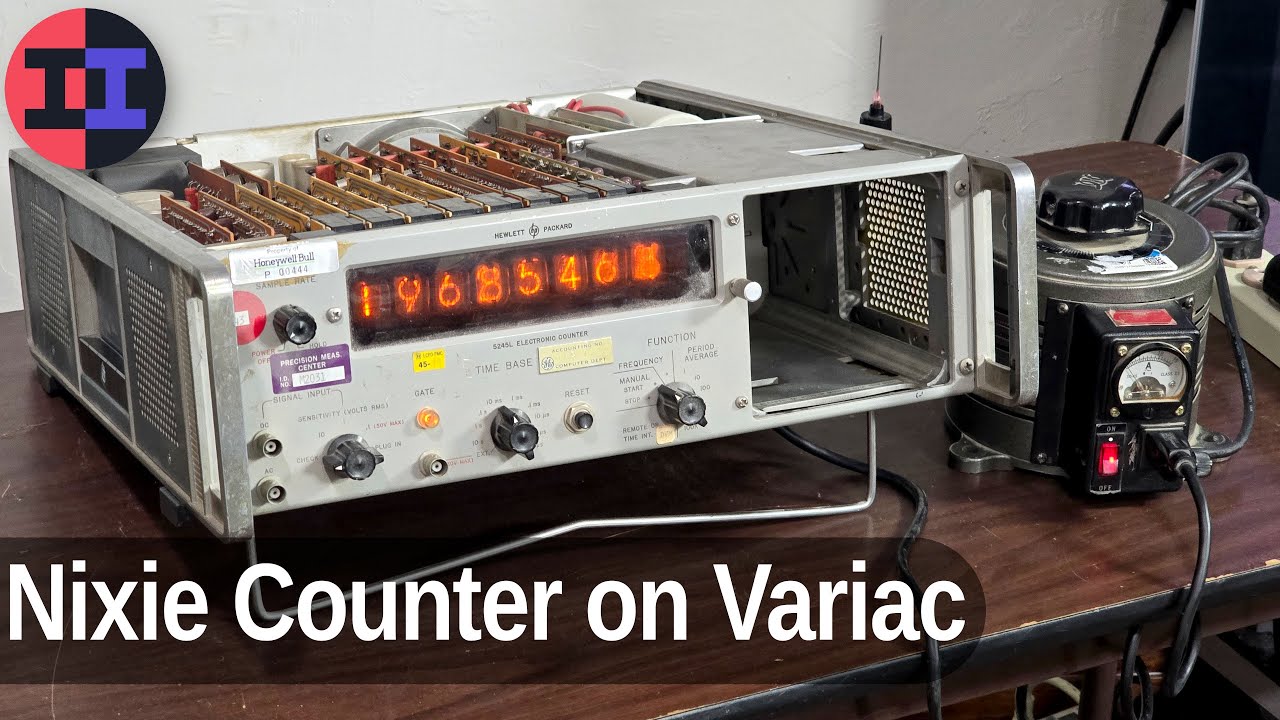Variac Bring up of HP 5245L Electronic Counter (With Nixie Tubes!)
