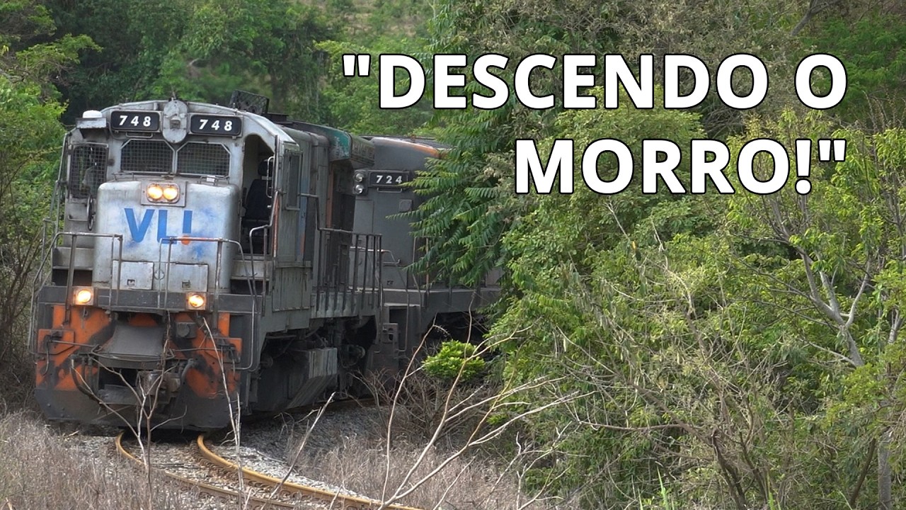 DESCENDO O MORRO DAS CONTAS! Trem carregado rasgando a serra em Perdões MG