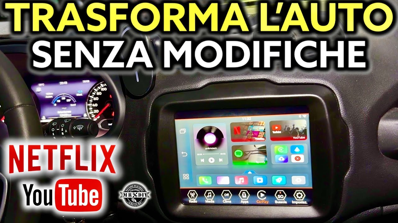Jeep renegade wireless con Netflix, Youtube, apple carplay e android auto. Ottocast play2video pro