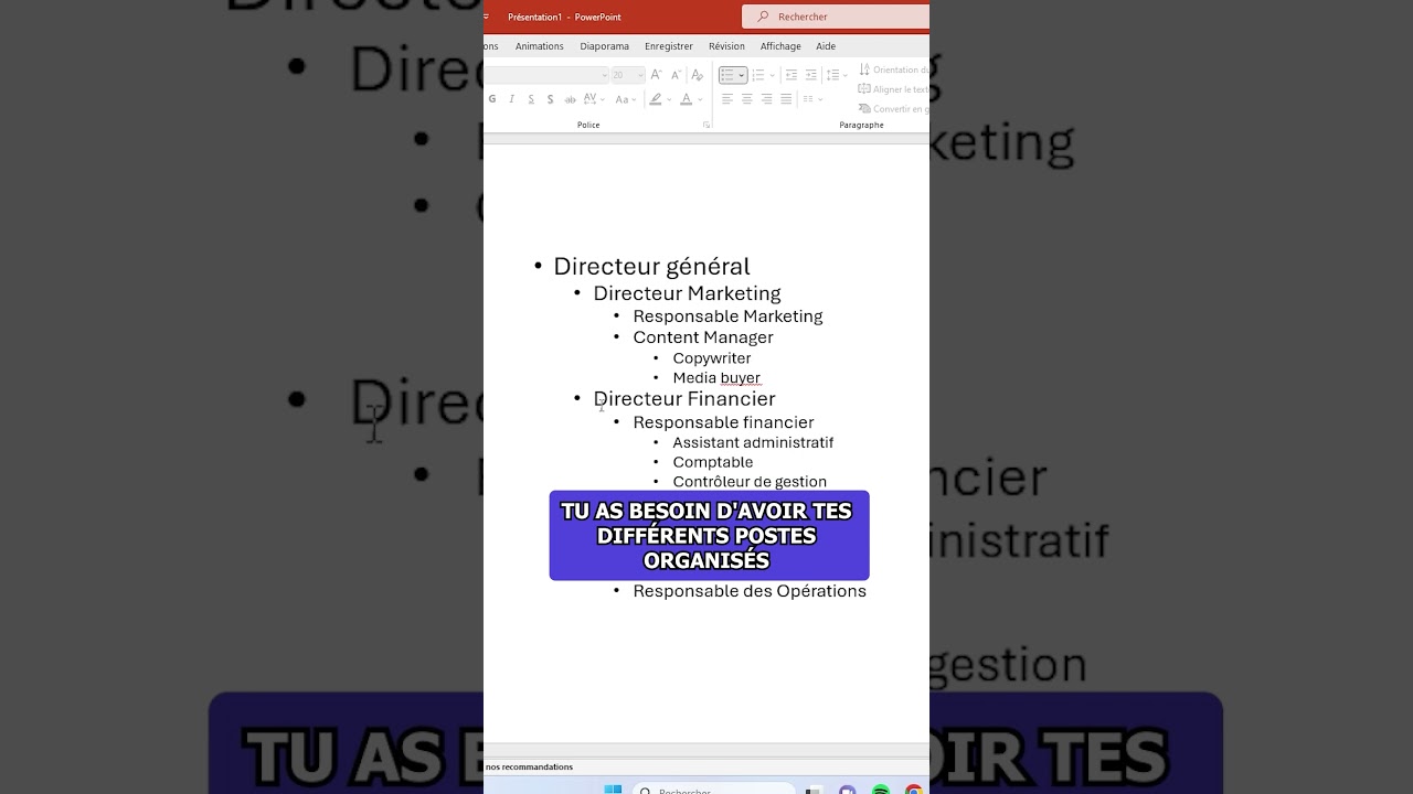 On va cr&eacute;er un organigramme Powerpoint en quelques secondes !