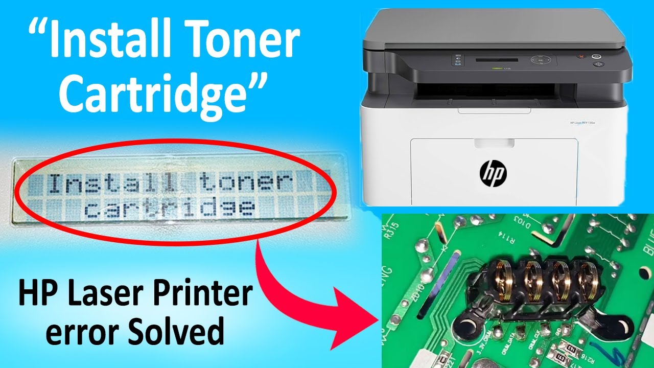 How to Fix "Install toner cartridge" in Hp Laser MFP 136w printers error Solve