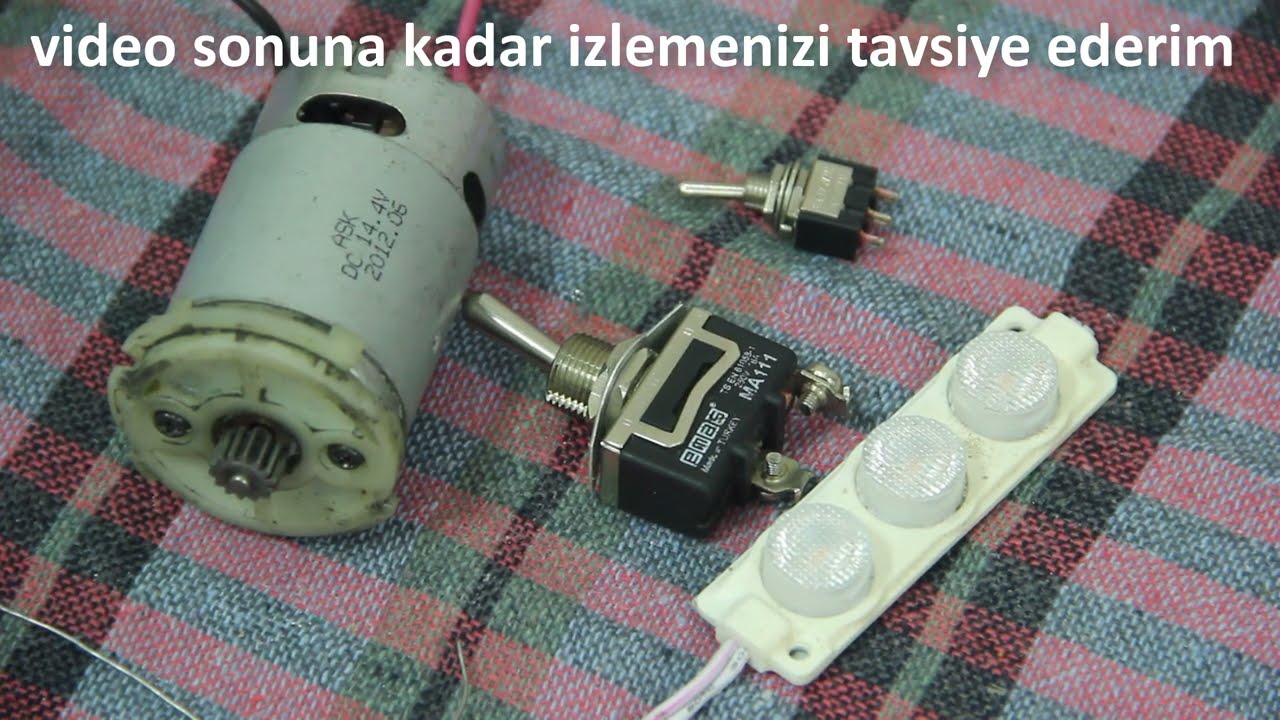 on off mandallı anahtar ile Led ve dc motor çalıştırma Led Toggle switch for autimotive use with