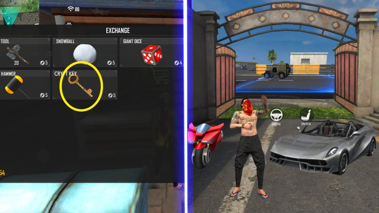 Training Mode Crypt Key Enter Trick | Free Fire New Tricks 2022