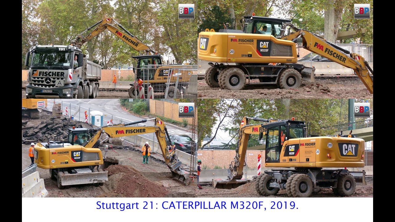 [Stuttgart 21] CATERPILLAR M320F Bagger / Mobilbagger / Wheeled Excavator @ Work, 22.10.2019.