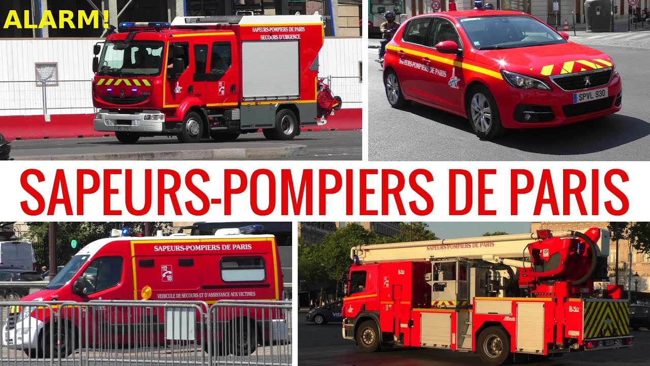 ALARM! Sapeurs-Pompiers de Paris - Renault Peugeot fire trucks responding -Einsatzfahrten Feuerwehr