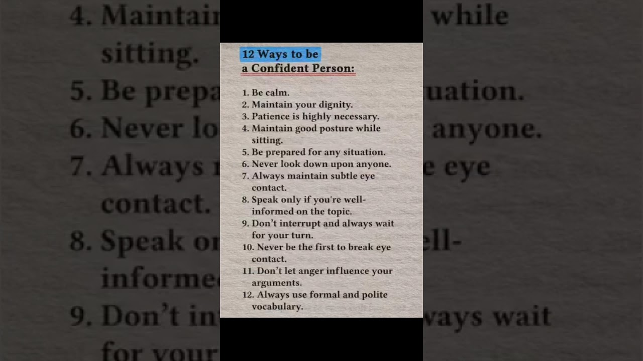 12 WAYS TO BE A CONFIDENT PERSON #motivation #music #buildconfidence #successmindset #higherthinking