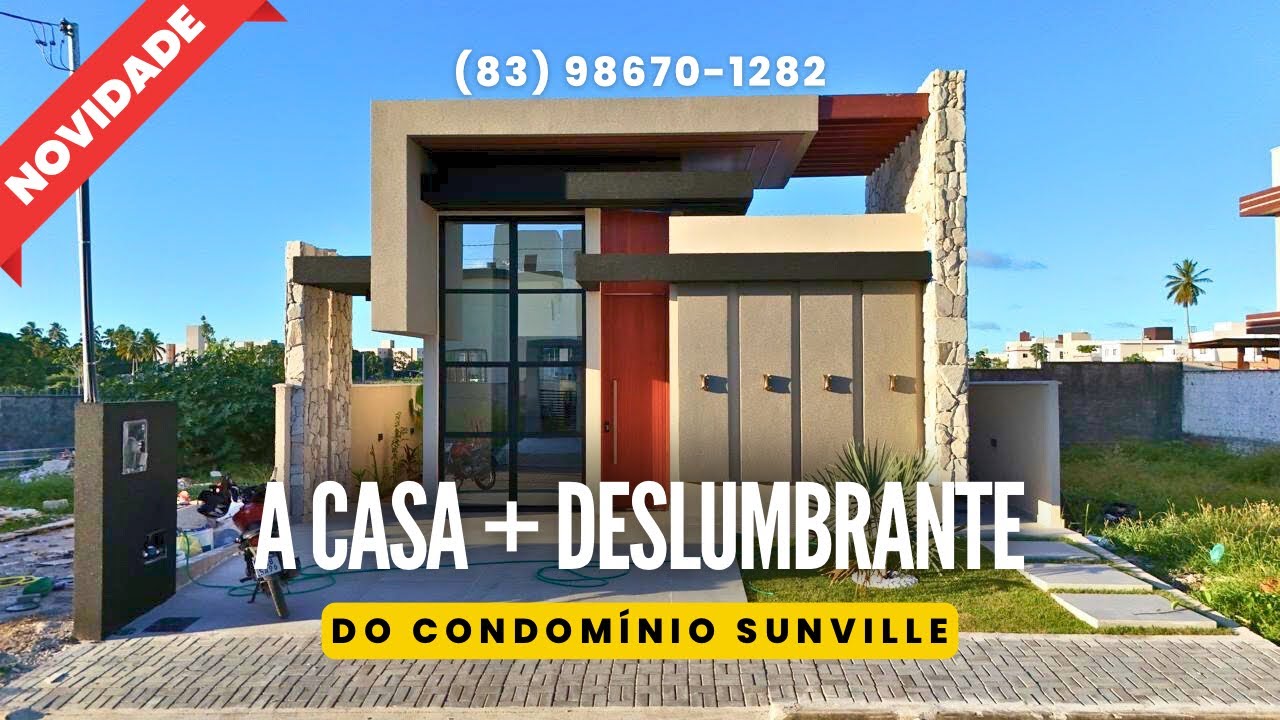 🔴VENDIDA - CASA TÉRREA COM DETALHES EM PEDRAS NATURAIS - 3 QUARTOS - SUNVILLE RESIDENCE