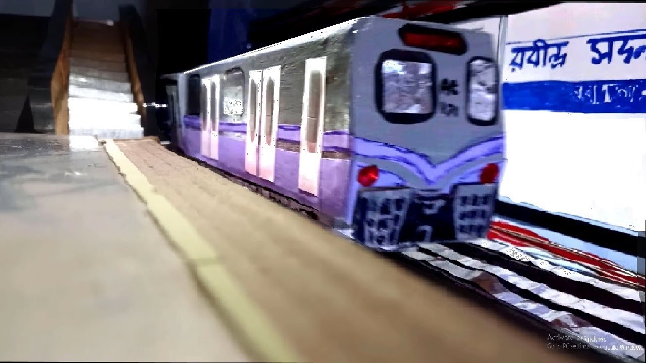 How to make Indian Underground Metro Station | Rabindra Sadan Metro Kolkata  Train from cardboard