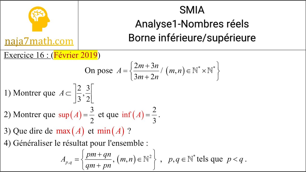 Exercice 16 (Bac+1) (Analyse1 - Nombres réels)