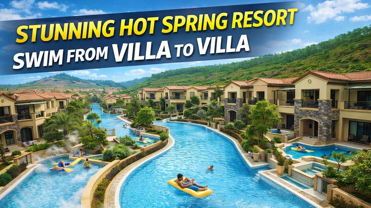 Huge Canal Pool Connects all Villas at Hot Springs Resort
