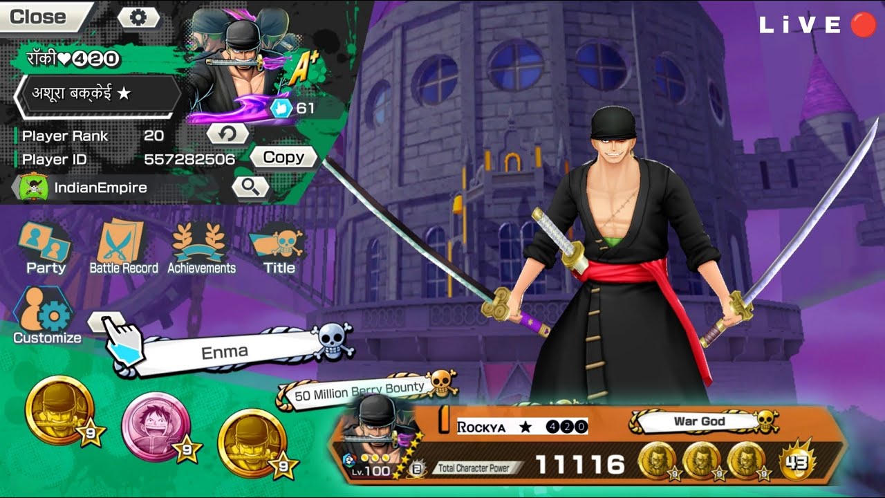 LIVE SUMMON ON ONI ZORO !! ONE PIECE BOUNTY RUSH !!