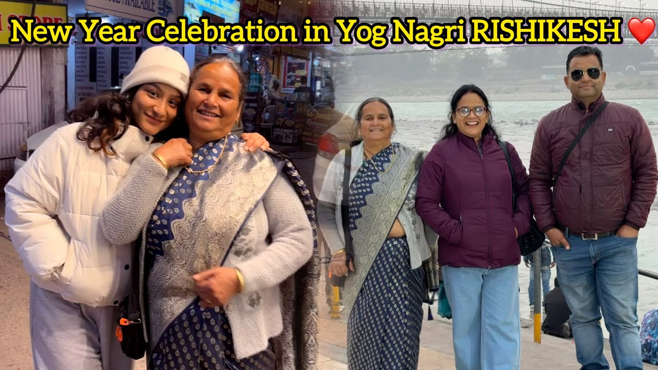 New year किया celebrate with family❤️||गंगा आरती ऋषिकेश 🕉️🙏🏻🩷 @rajnirawat1111 