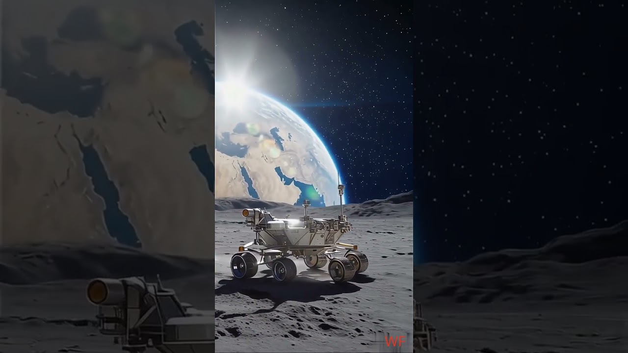 Exploring the Moon &ndash; Earth View from Lunar Rover