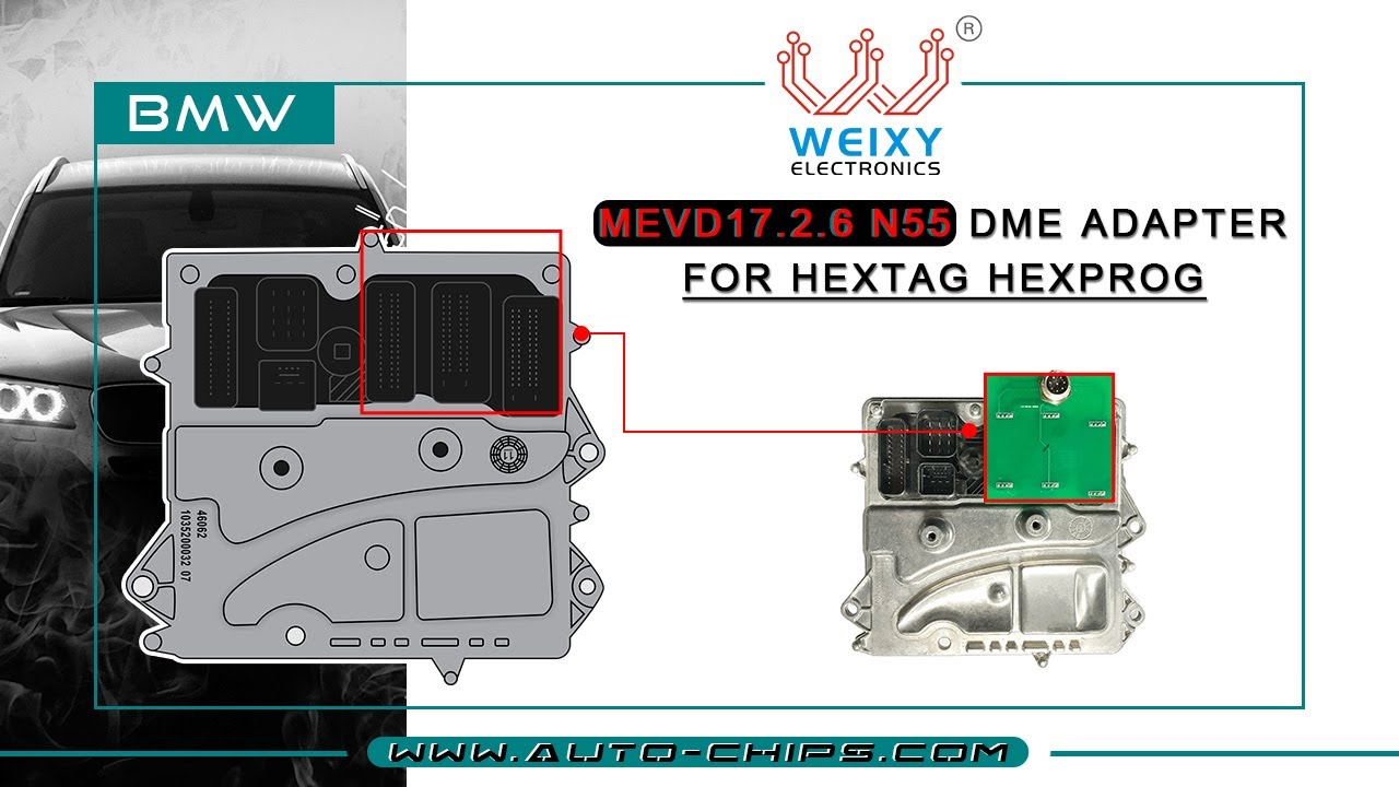 BMW MEVD17.2.6 N55 DME adapter for HexTag HexProg