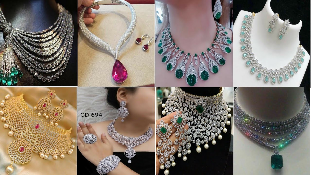 Diamond necklace design// Gale ke design Diamond ke latest diamond set 2023
