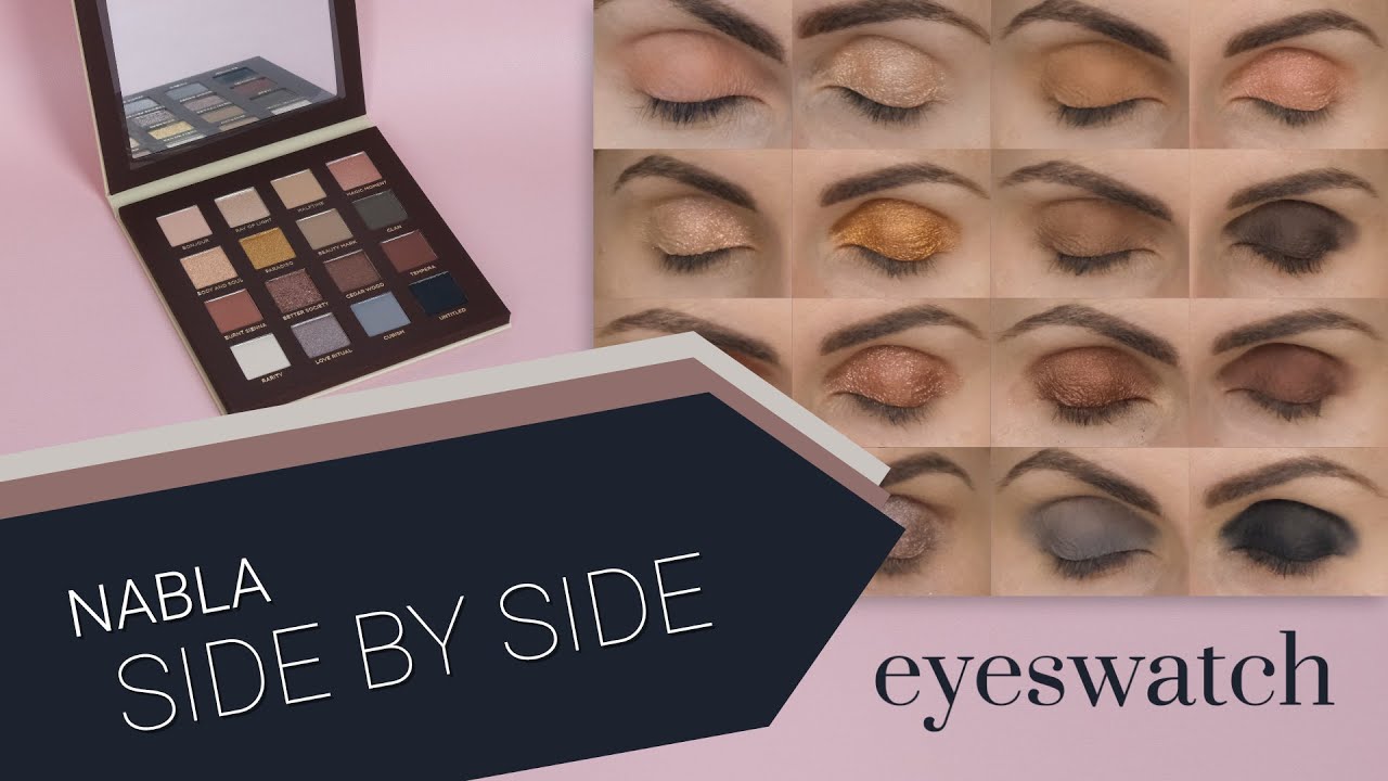 Nabla SIDE BY SIDE NUDE Eyeshadow Palette - all colors on eyelids, no photo filters 😊