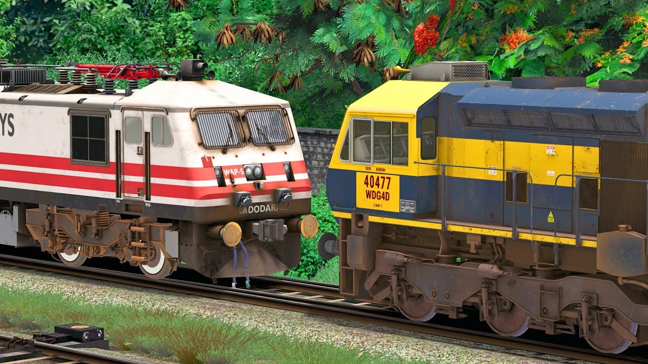 DIESEL to ELECTRIC LHB TRAIN LOCO CHANGE | BUMPY RAILROAD | Train Simulator | Railwork | NTG GAMING
