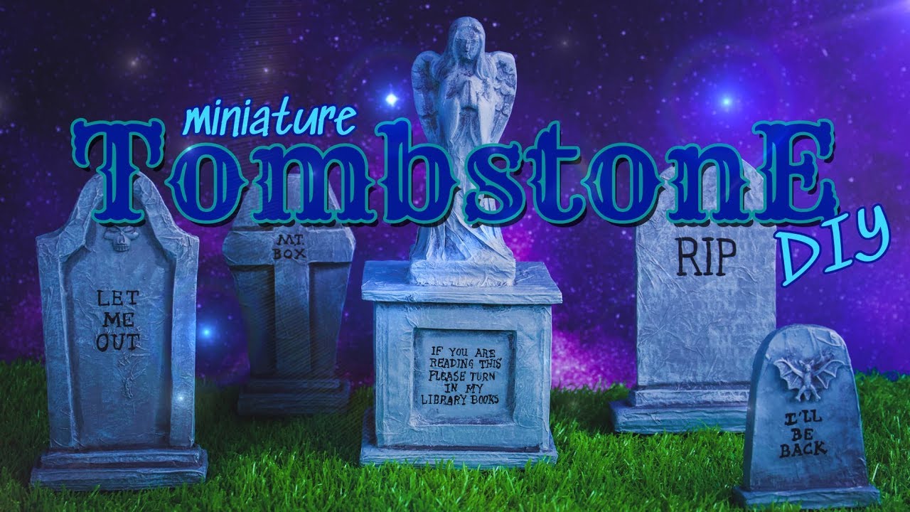 DIY - How to Make: Miniature Halloween Tombstones EASY Paper Crafts