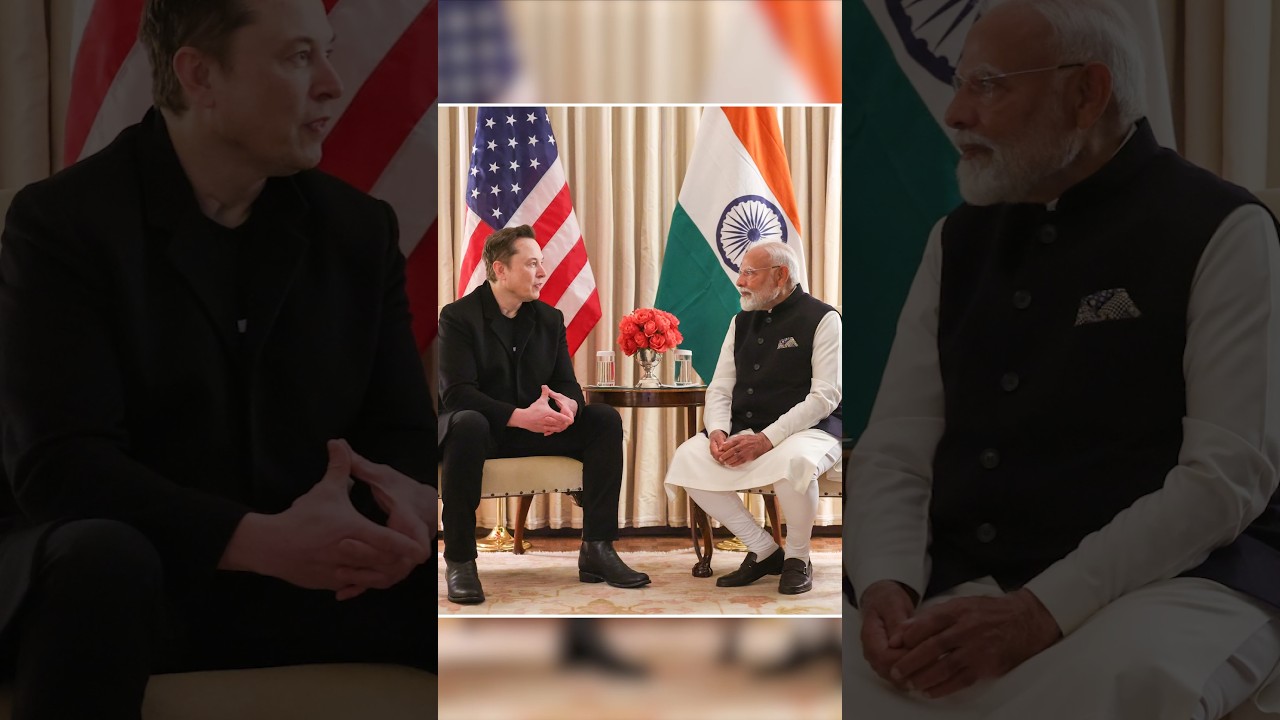 PM Modi meets CEO of Tesla & SpaceX, Mr. Elon Musk, in Washington DC, USA | #shorts