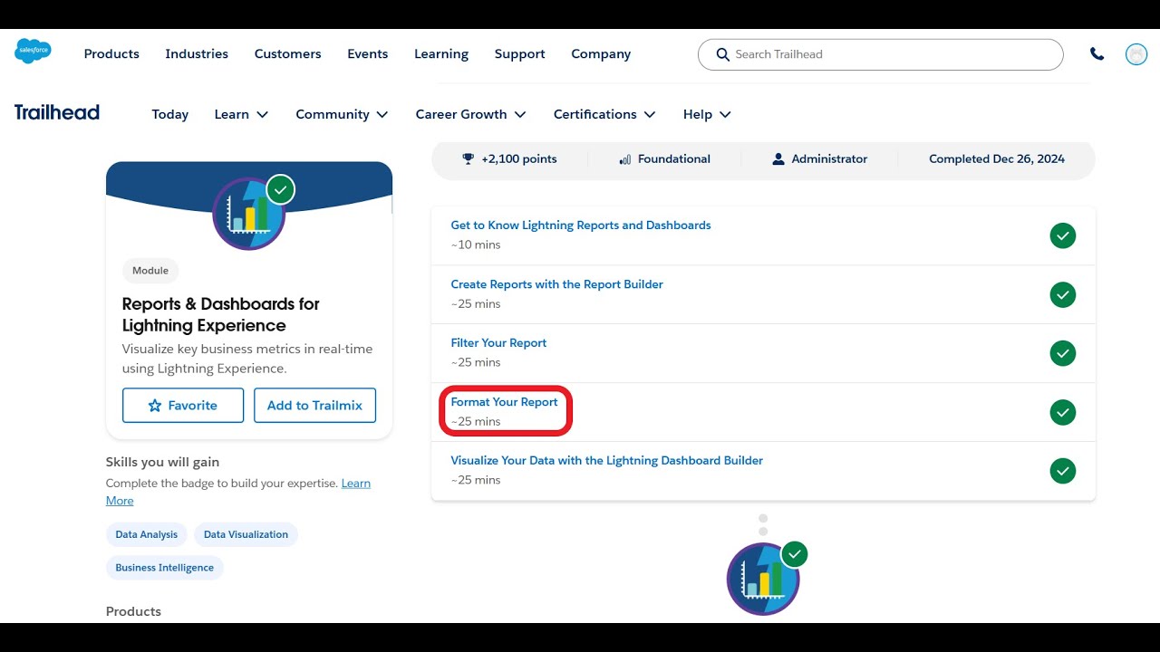 Форматирование отчёта | Отчёты и панели мониторинга для Lightning Experience | Trailhead | Salesf...
