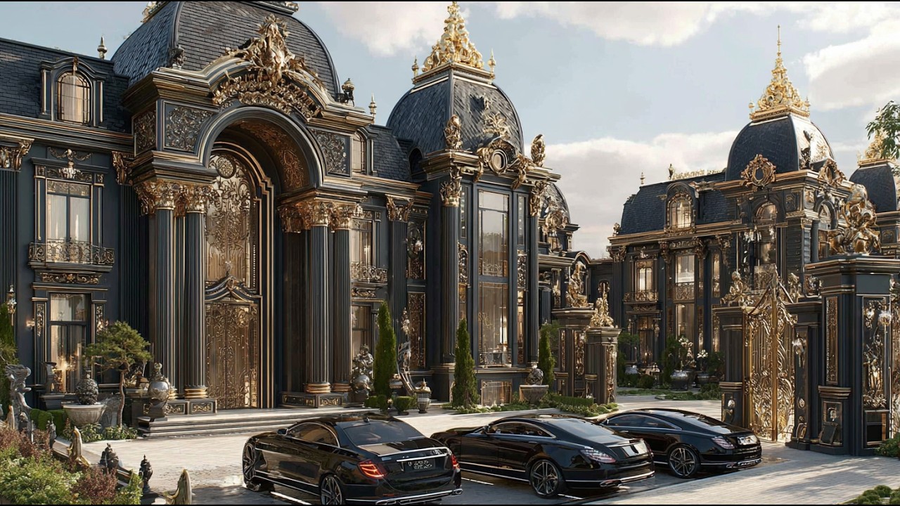 This Heavenly Mansion Will Make You Question Everything |  Ultra Luxury Black & Gold Neoclassical