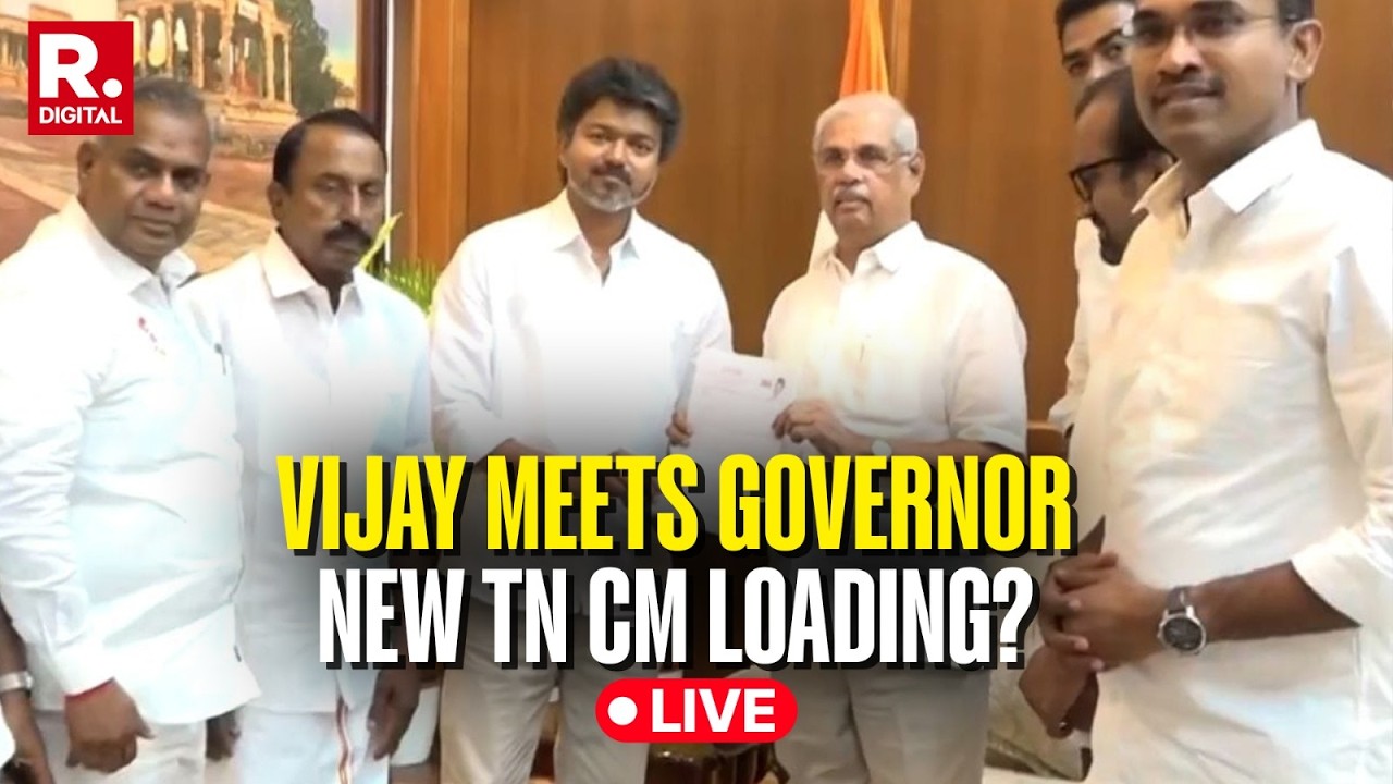 LIVE: TVK Chief Vijay Meets TN Governor, Stakes Claim To Form Govt With Cong | Tamil Nadu Politics