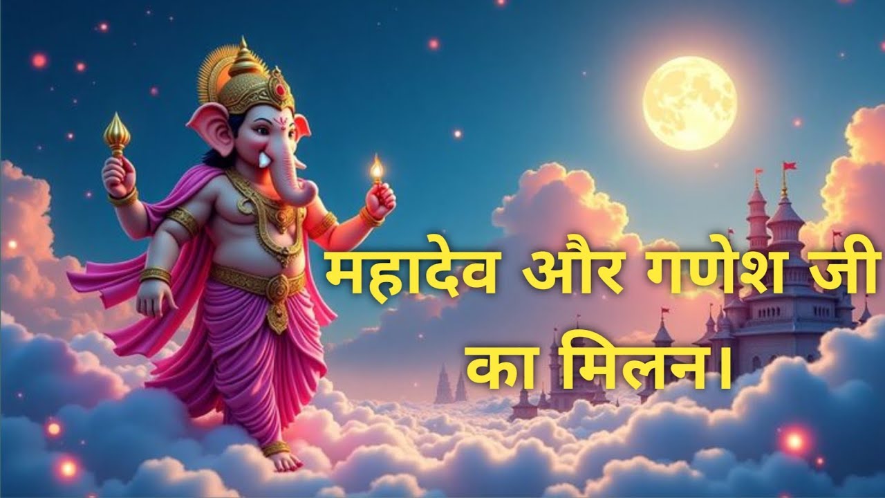 भगवान महादेव और गणेश जी का मिलन।