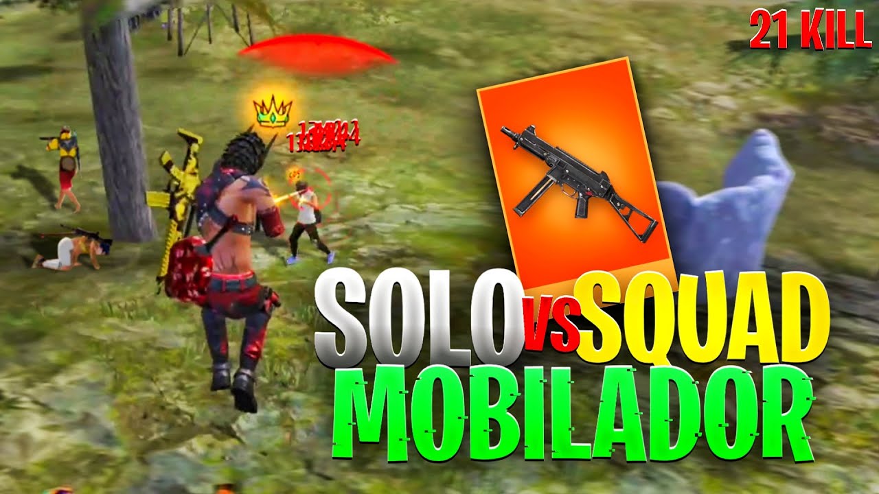 AMASSEI DE UMP NO SOLO VS SQUAD MOBILADOR! 21 KILL - FREEFIRE FREE
