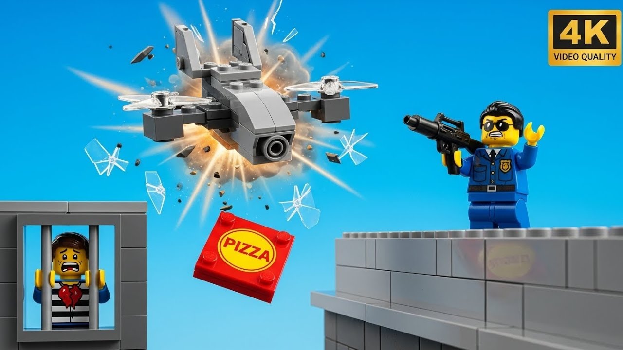 LEGO City Drone Delivery Shot Down by Guard! 🍕🚁