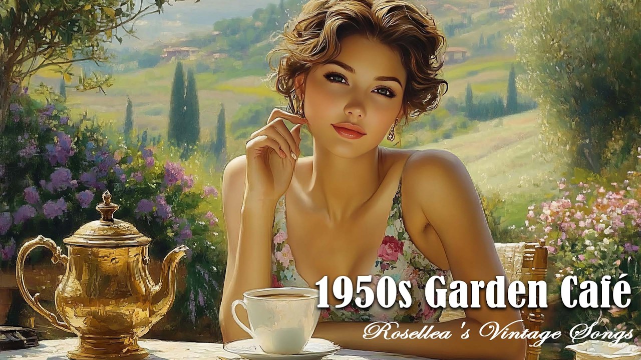 1950s Garden Caf&eacute; Among Blooming Flowers | Rosellea's Vintage Songs