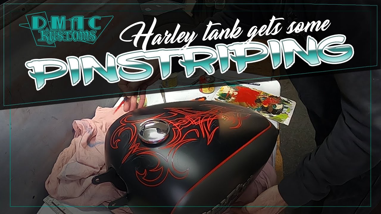 Harley Davidson Petrol Tank gets some pinstriping.