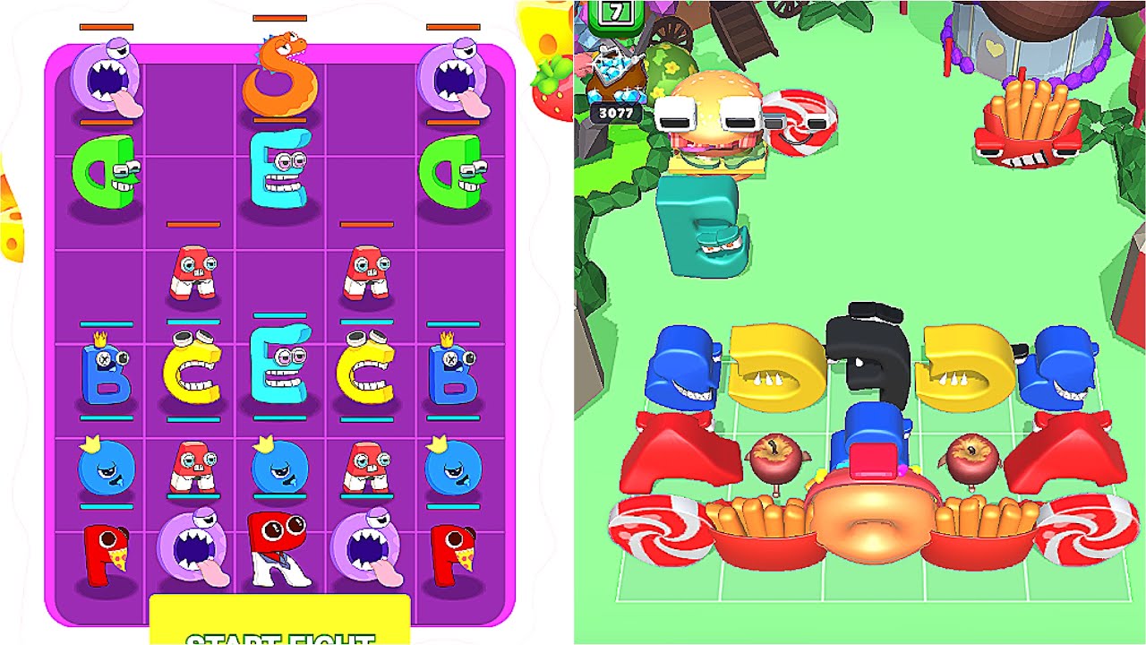 Merge Alpha & Fight Vs Merge Alphabet Food Battle Max Level Gameplay