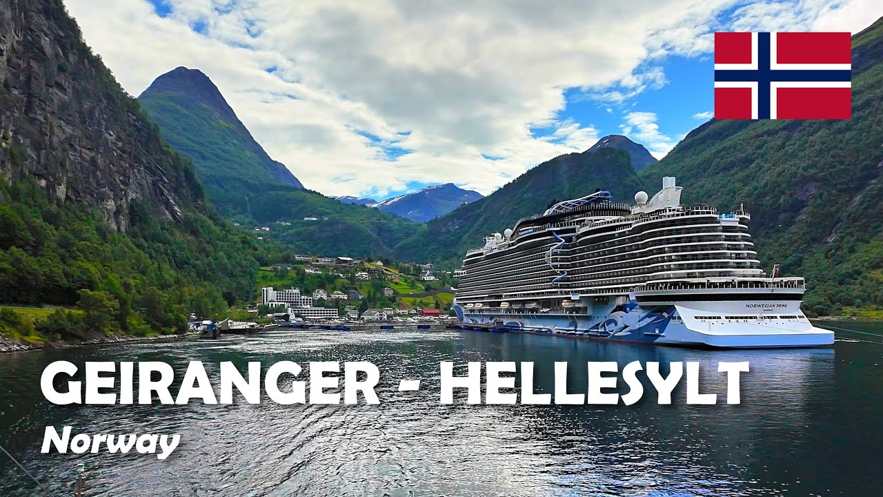 Ferry trip in Geirangerfjord, Norway. From Geiranger to Hellesylt. 4K 🇳🇴