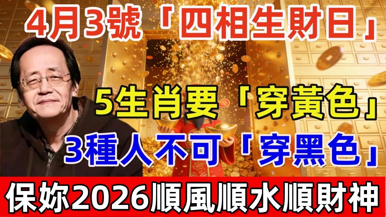 4月3號，二月十六，「四相生財日」，5生肖要「穿黃色」，3種人不可「穿黑色」，菩薩保妳2026馬年逆天改命，財運翻倍！#佛缘#风水  #佛教 #命理 #横财 #易经 #佛法 #佛陀 #佛學
