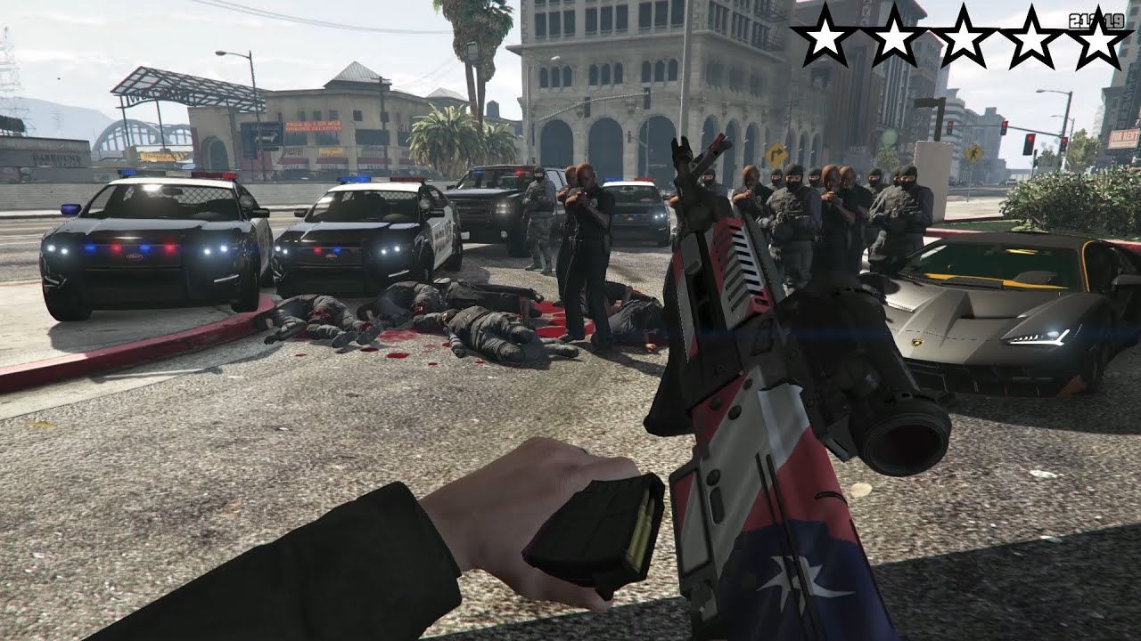 GTA 5 Michael's FIRST PERSON Five Star Battle Escape From Hospital (Cop Chase, Luxury Yacht Escape)